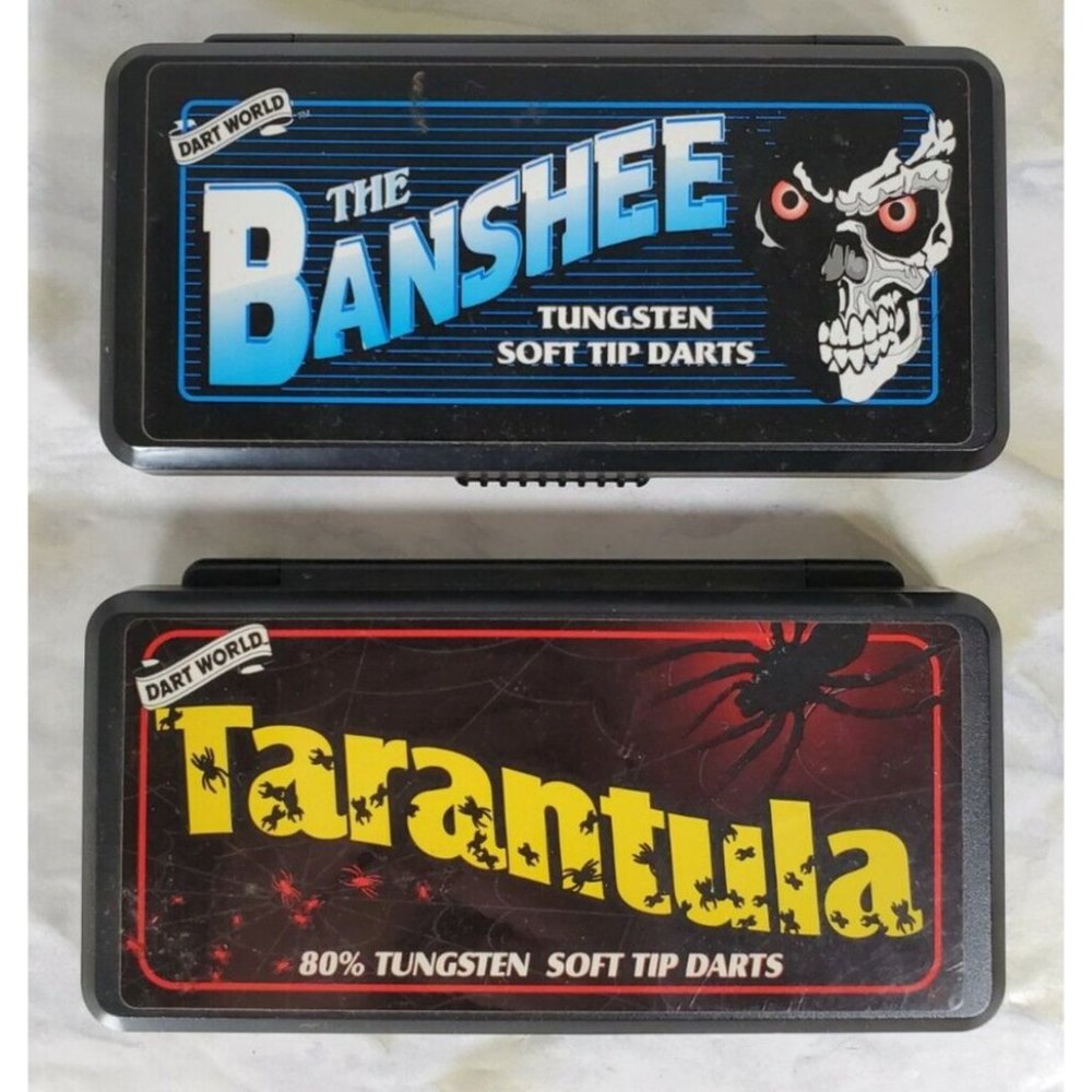 Vtg x2 Dart World Tarantula & The Banshee Soft‎ Tip Cases with Partial Contents